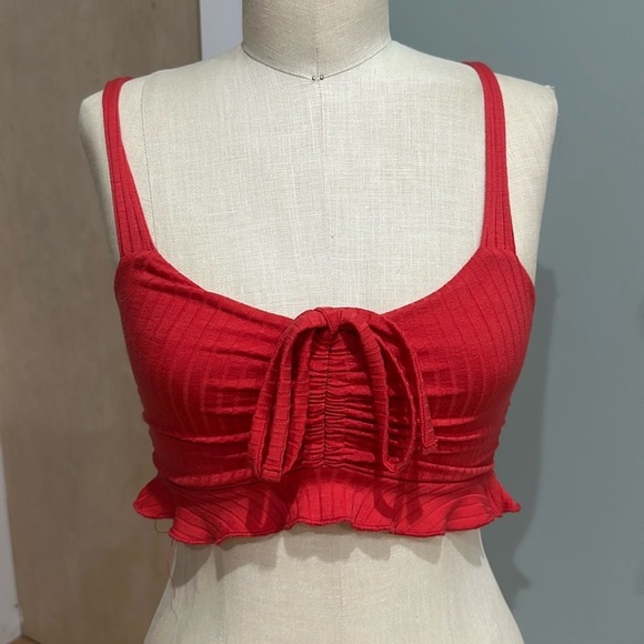Billabong Shirt Women’s Size Medium Orange Samom Half Cropped Tank Top Summer - Picture 1 of 7